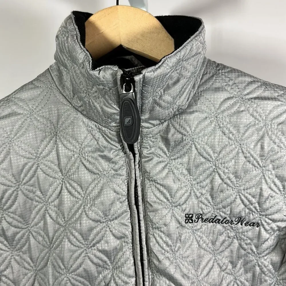 PREDATOR WEAR Women's Lightweight Quilted Zip-Up Coat Jacket Silver Size XS